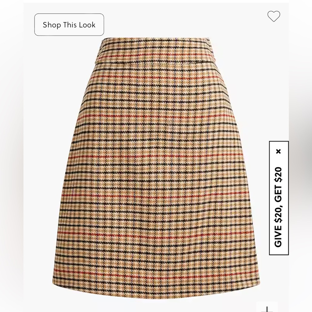J. Crew Plaid A-Line Skirt in Tan, Black & Red
